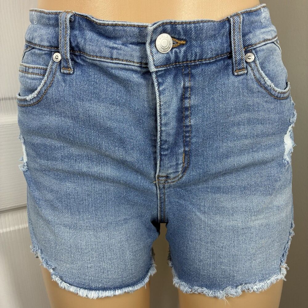 Sofia Vergara Womens Shorts Sz 4 Stretch High rise Chi Denim distressed raw hem